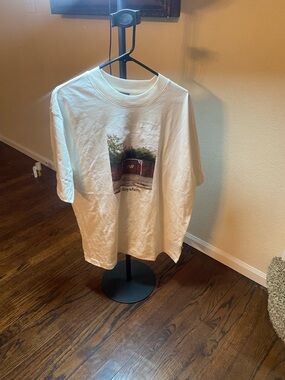 New Balance Cream Graphic Tee with Landscape Print